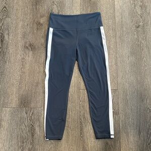Athleta Elation Grey Leggings with White Side Stripes